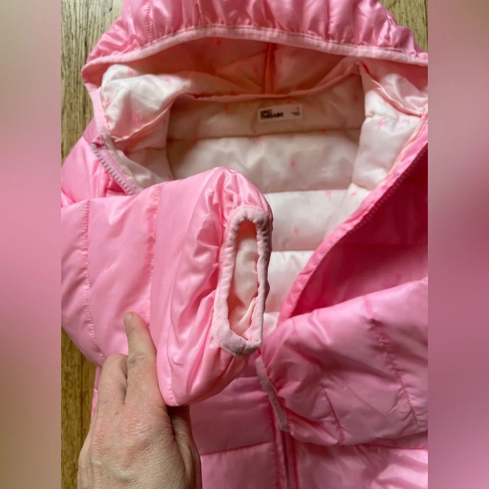 Pink hooded puffer coat epic threads